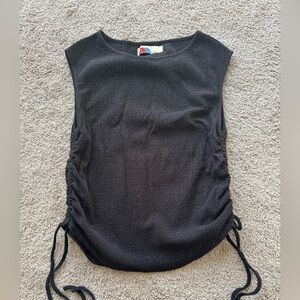 Free People Black Ruched Tank Top